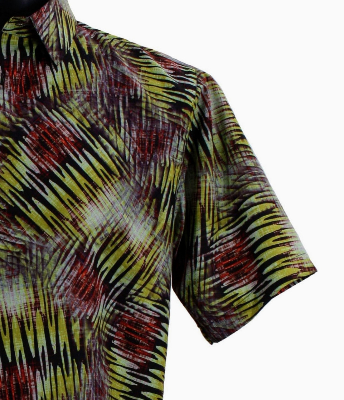 Bassiri Short Sleeve Camp Shirt - Red & Green Splash Print